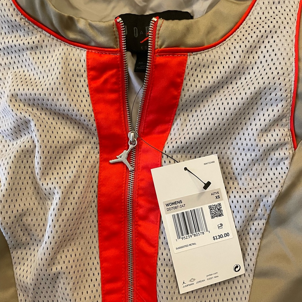 NWT Nike Air Jordan Beige and Red Mesh Zipper Dress with Side Buttons, Size XS - Picture 6 of 10